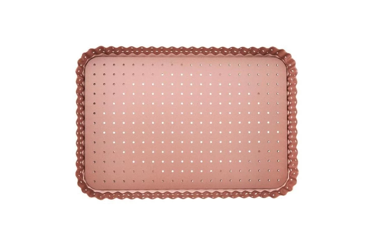 Rose Gold Perforated Rectangle Quiche & Tart Pan Large - Image 4