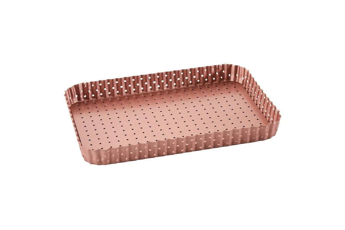 Rose Gold Perforated Rectangle Quiche & Tart Pan Large - Image 3