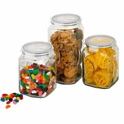 3 Piece Storage Glass Canister Set